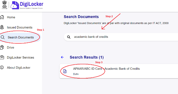 Digilocker search document